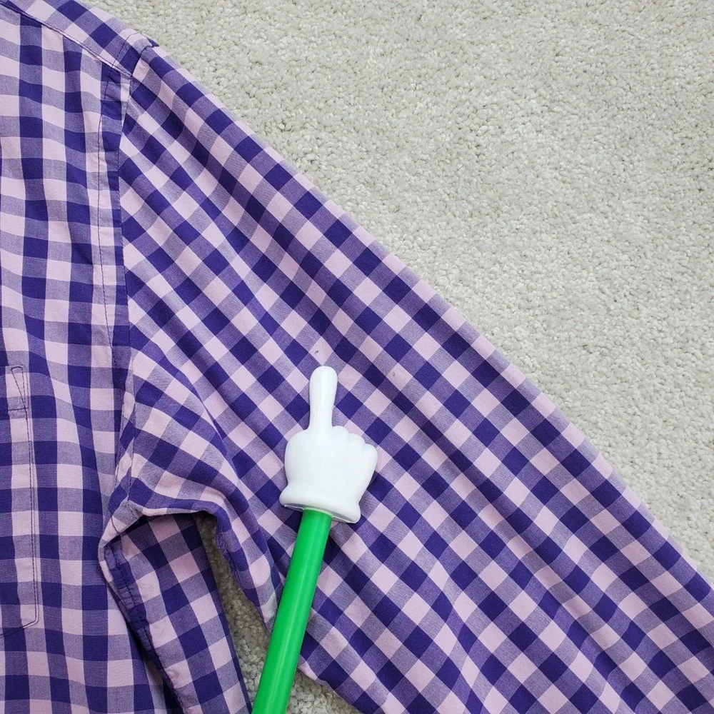 J. Crew Slim Fit Gingham Plaid Button Down Shirt Mens  M Purple Pink Long Sleeve